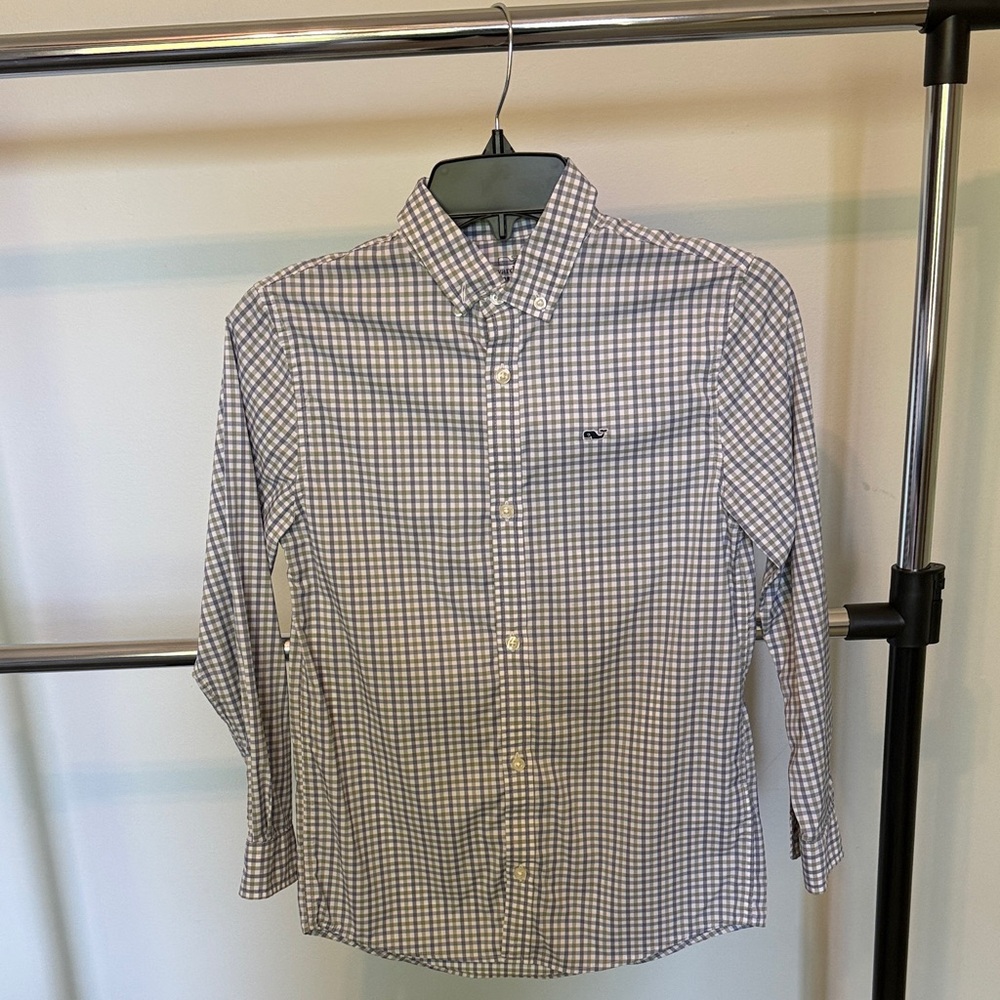 Vineyard Vines Boys Button-Down Check Shirt - Navy & White